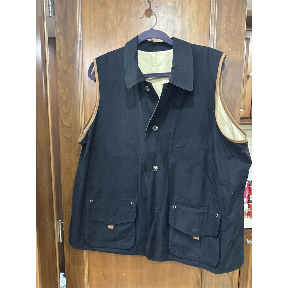 Lauren Ralph Lauren Men's Vest Black Tan Reversible Button Cotton Jacket 2X